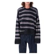 Stribet Crop Sweater Sort AW24