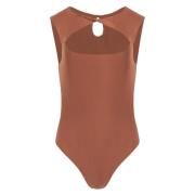 Chokoladebrun Knotted Sleeveless Bodysuit