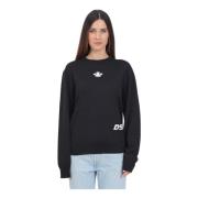 Sort Crew-Neck Sweater med Logo