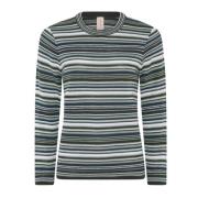 Stribet Pullover Bluse i Agave