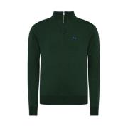 Grøn Akryl Halv-Zip Sweater med Logo