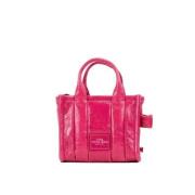 Magenta Crinkle Micro Tote Crossbody Taske