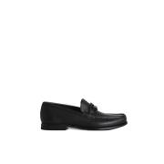 Klassisk Loafer Stil Sorte Flade Sko