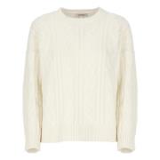 Hvid Cashmere Uld Jumper Crewneck Sweater