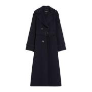 Uld midi trenchcoat, dobbeltradet