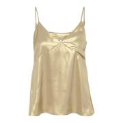 Guld Metallic Bluse Makayapw Stil