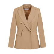 Beige Uld Blazer Elegant Stil