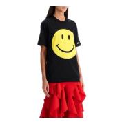 Smiley Face Patch Crew Neck T-Shirt