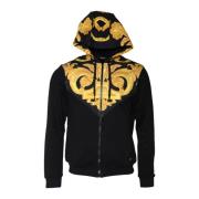 Sort Bomuld Full Zip Hoodie Sweatshirt