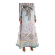 Paisley Print Linned Silke Maxi Nederdel