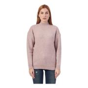 Pink Højhalset Sweater Med All-Over Mønster