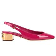 Fuchsia Læderpumps med Strop