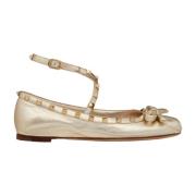 Guld Ballerina Flats Elegant Chic Style