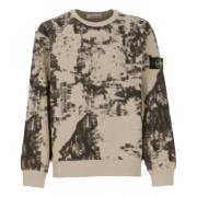 Beige Bomuld Crewneck Sweatshirt med Logo Patch