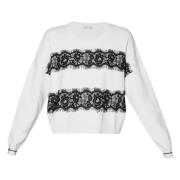 Creme Sweater med Blonder