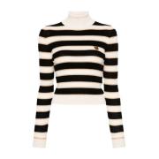 Stribet Metallic Sweater Sort