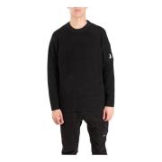 Ribbet Crewneck Sweater med Logo Lomme