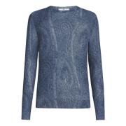 Blå Paisley Silke Cashmere Sweater