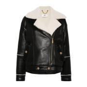 Sort Faux Shearling Frakke