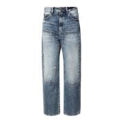 Blå Bomuld Denim Jeans med Faded Effekt