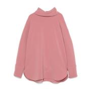 Pink Crepe Texture Roll Neck Top