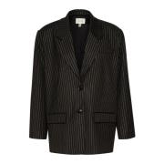 Sort Stribet Lurex Blazer Jakke