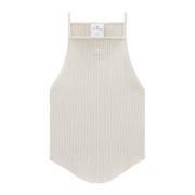 Ribbet Strikket Spidst Tank Top