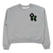 Broderet sweatshirt i grå med perler