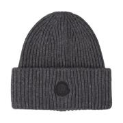 Grå Ribstrikket Kashmir Beanie Hat