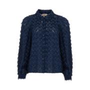 Marine Jacquard Bluse