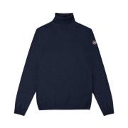 Blå Cashmere Blandet Turtleneck Sweater