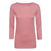 Pink Linned Elastan T-shirts og Polos