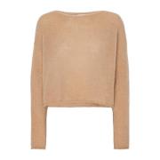 Elegant Boat Neck Mohair Pullover