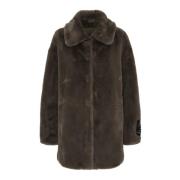 Taupe Fake Fur Coat Trendy Jakke