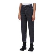 Slim Sort Jeans med Stone Wash