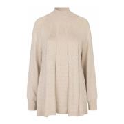 Beige Mel Strik Top Feminin Stil