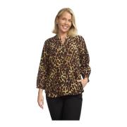 Leo Print Bluse med V-Hals