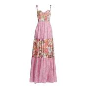 Pink Blomstret Maxi Kjole