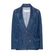 Marineblå Dobbeltbrystet Denim Blazer