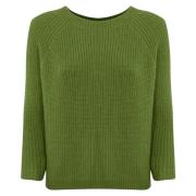 Grøn Mohair Sweater med Raglan Ærmer