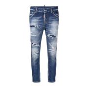 Blegede afgrødede slim-fit jeans