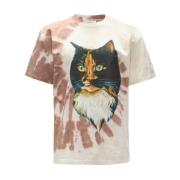 Grafisk Print Tie-Dye T-shirt Brun