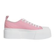 Pink White Canvas Low Top Sneakers