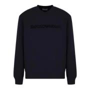 Marineblå Sweatshirt med Tone-on-Tone Logo