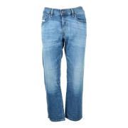 Blå Straight-Leg Denim Jeans