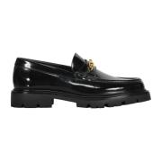 Sorte Læder Loafers Elegant Stil