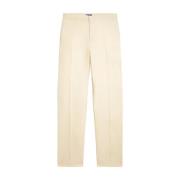 Beige Linnedbukser Straight Fit