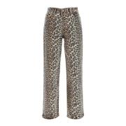 Leopard Print Wide Leg Jeans