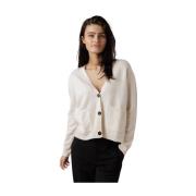 Ivory Uld Blend V-Hals Cardigan