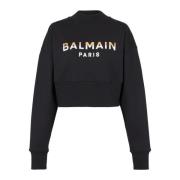 Cropped sweatshirt med Paris print